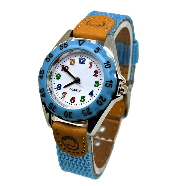 montre enfant à aiguille bracelet bleu