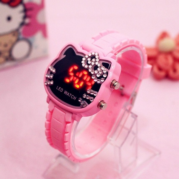 Montre numérique à LED Hello Kitty avec strass – Image 3