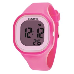 Montre numérique bracelet en silicone rose