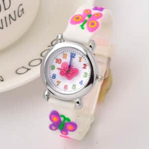Montre papillon bracelet blanc